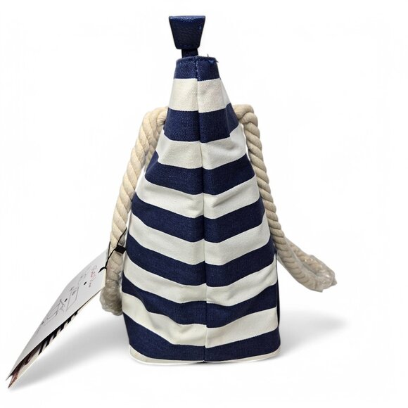NWT Porto Vino Striped Canvas Tote Bag Without Refill Bags Nautical Rope Strap - Picture 3 of 11